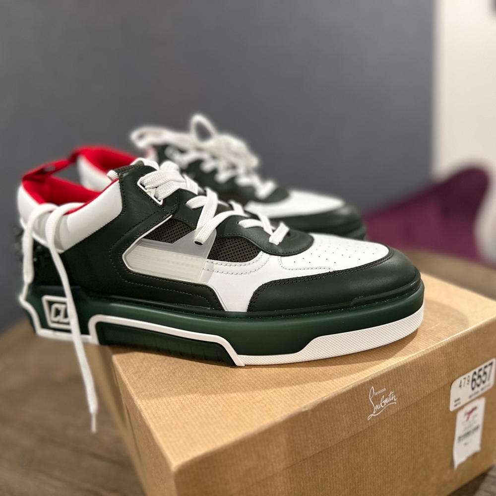 Authentic NWT Christian Louboutin Green and White Sneakers